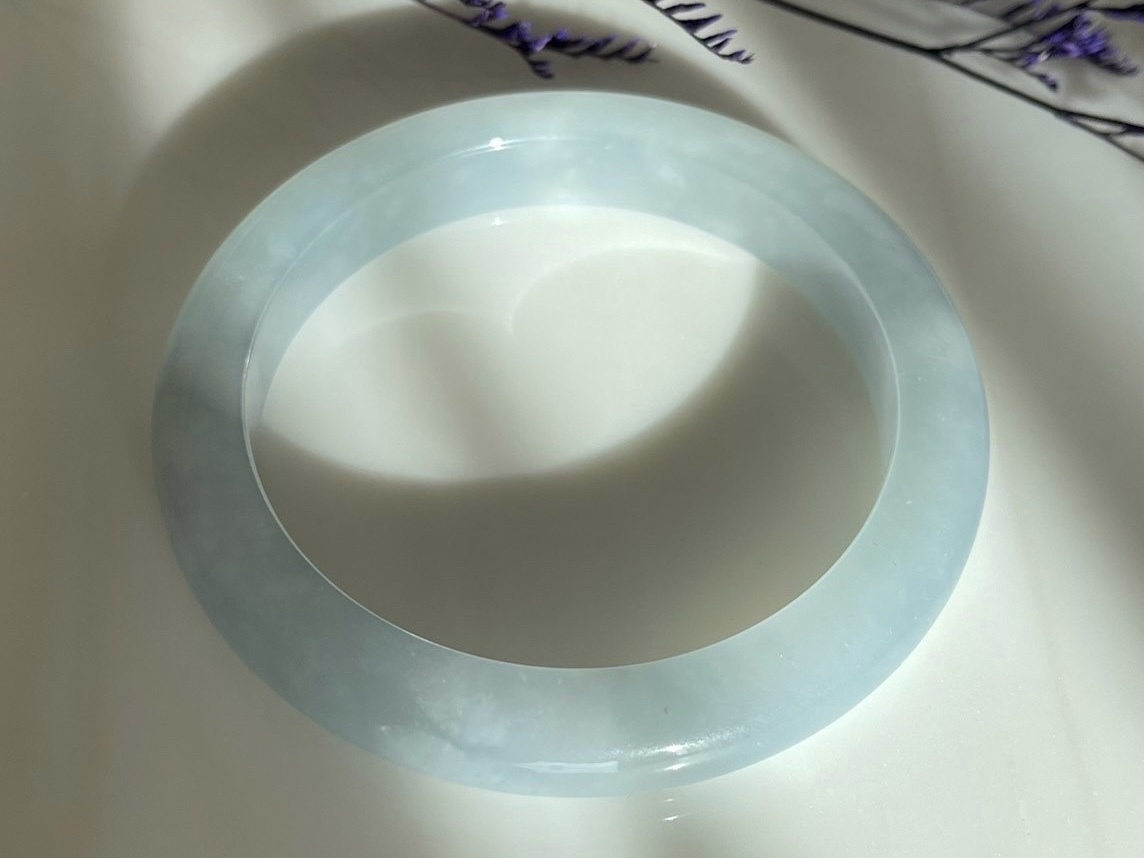 冰種藍天白雲冰膠正圈翡翠鐲