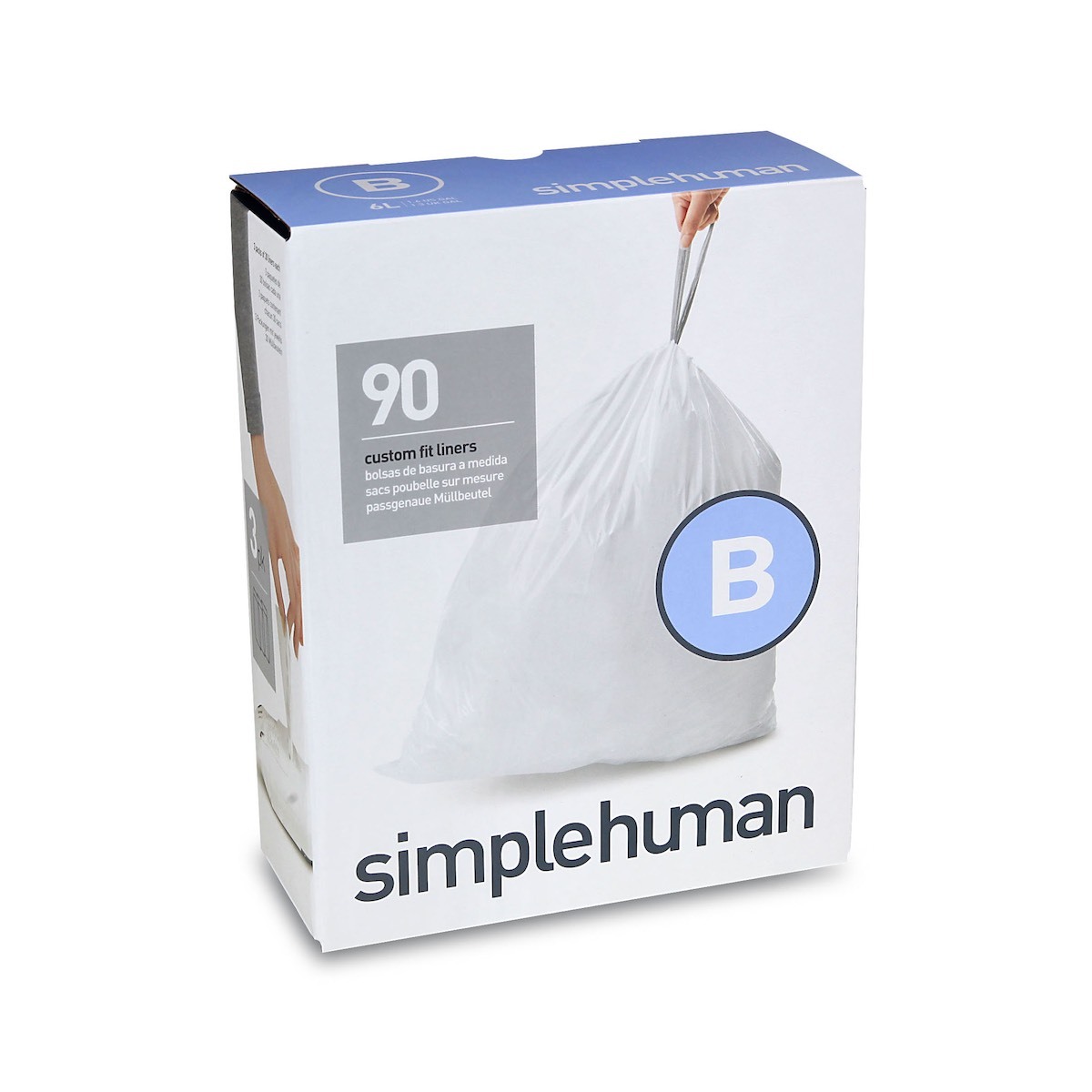美國品牌SIMPLEHUMAN 3x30個裝 6L塑膠垃圾袋 Code B -CW0251