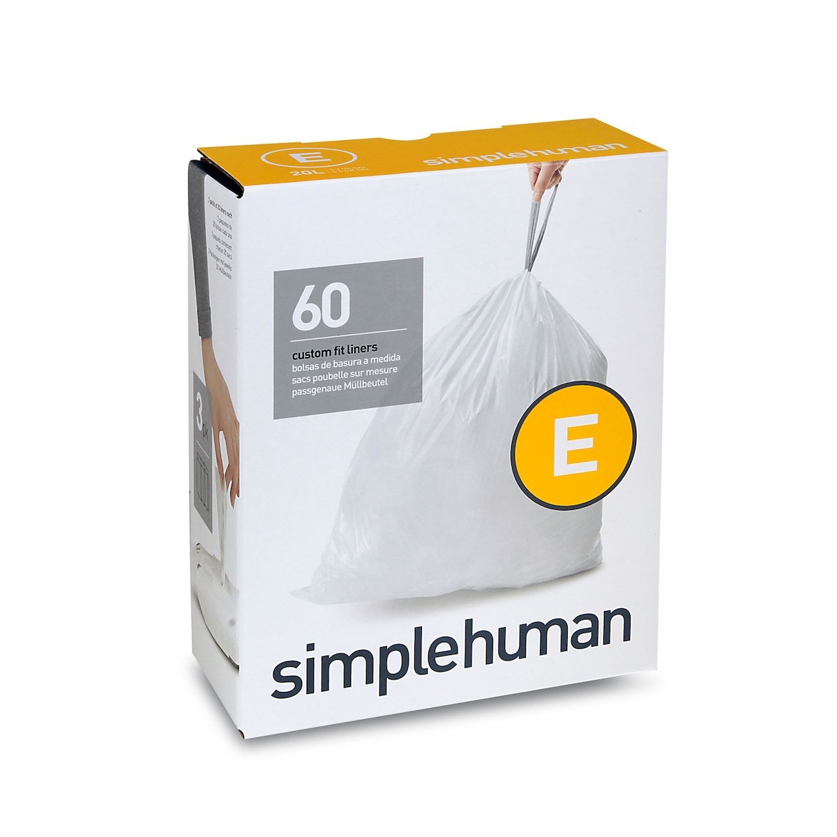美國品牌SIMPLEHUMAN 3x20個裝 20L塑膠垃圾袋 Code E -CW0255