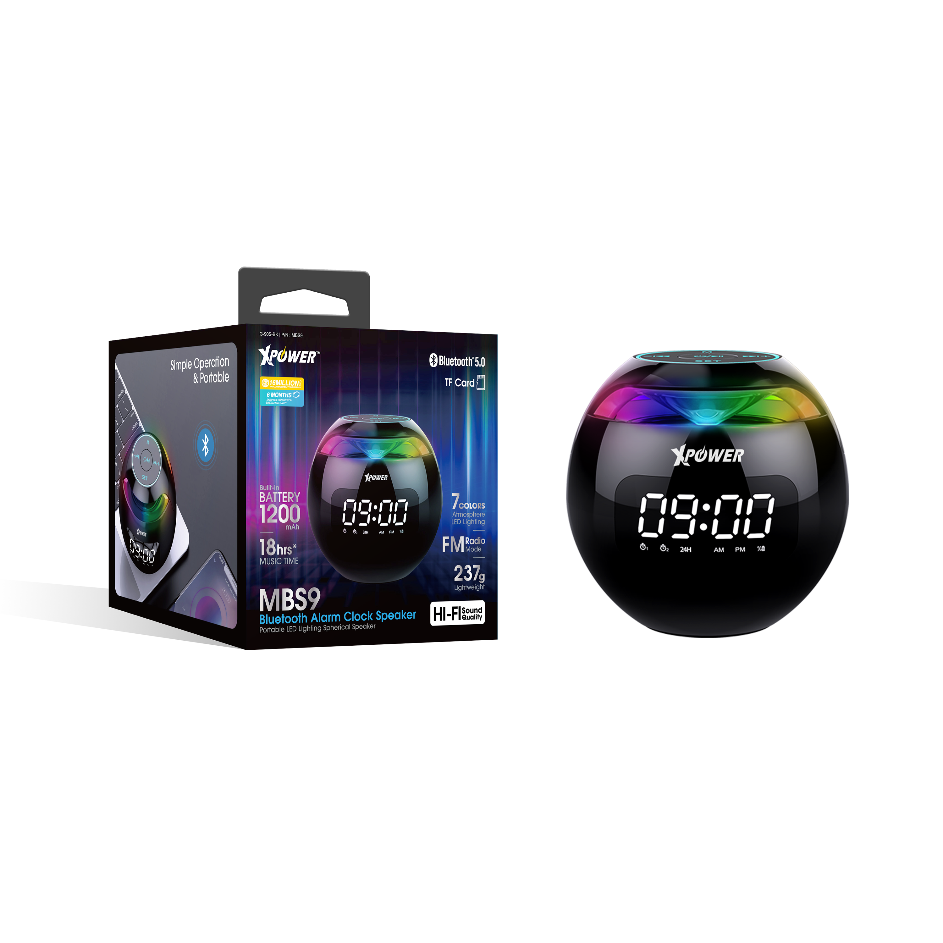 XPower MBS9 4合1無線藍牙鬧鐘喇叭