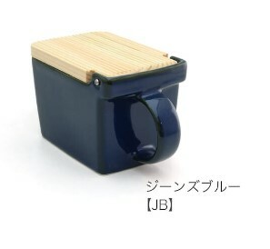 日本ZERO JAPAN美濃燒陶瓷木蓋調味盒 (牛仔藍) (日本製)