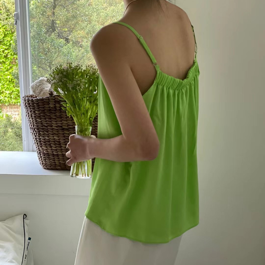 推薦-可調肩高級絲光澤背心(綠)