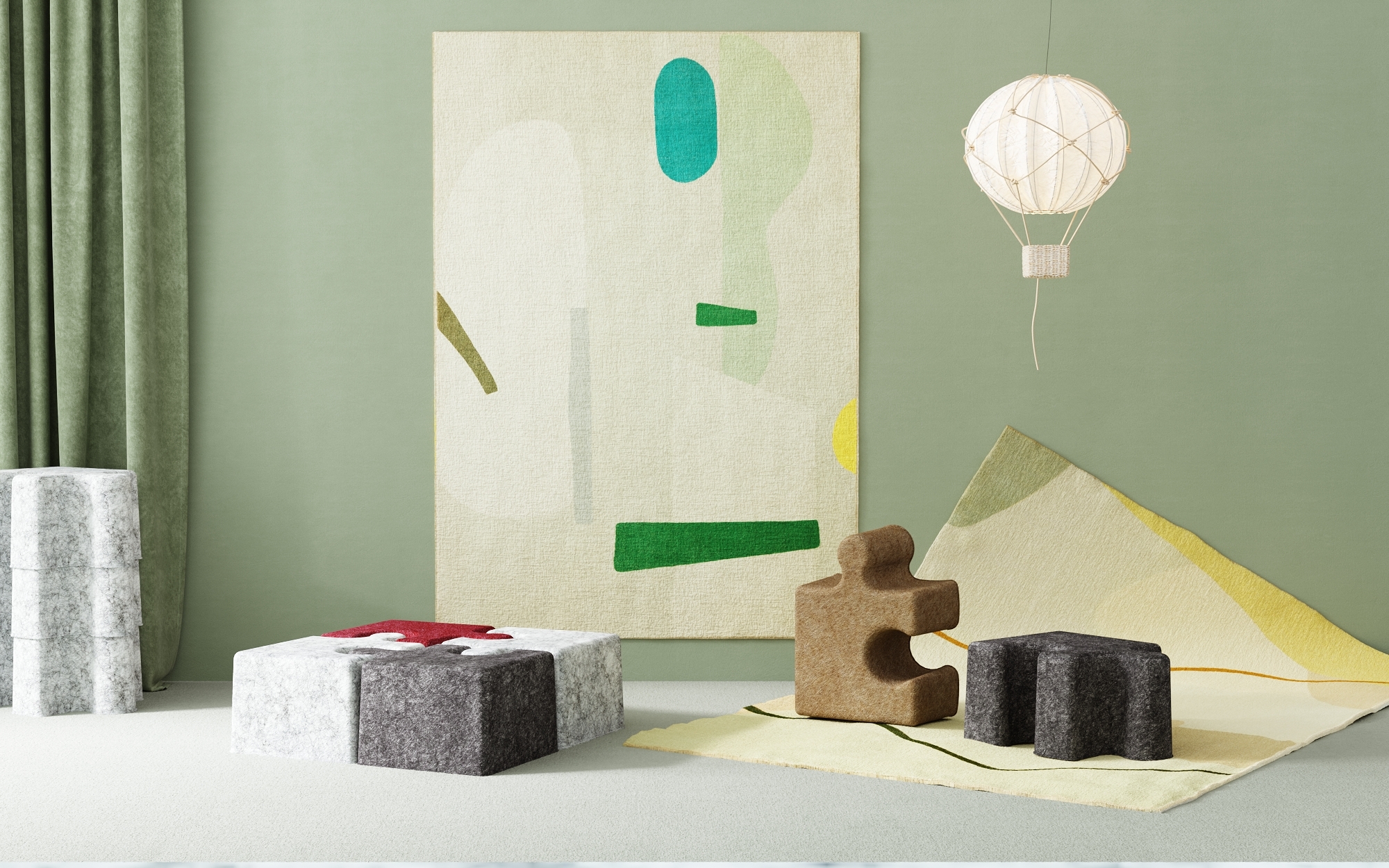 Puzzle-shaped Tabouret