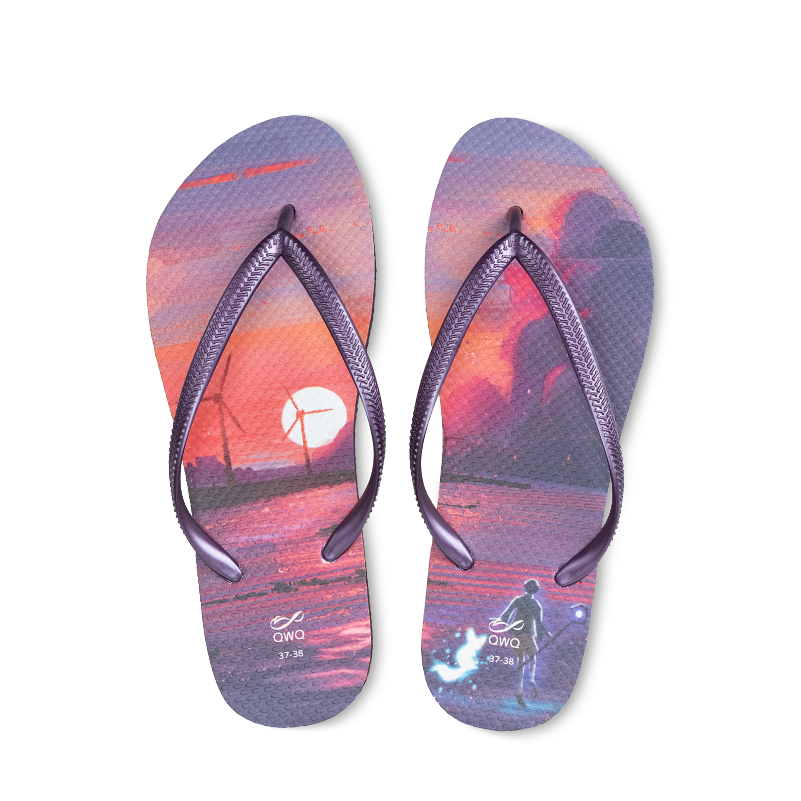 大衛君-海上散心 女款細帶人字夾腳拖鞋 星空紫