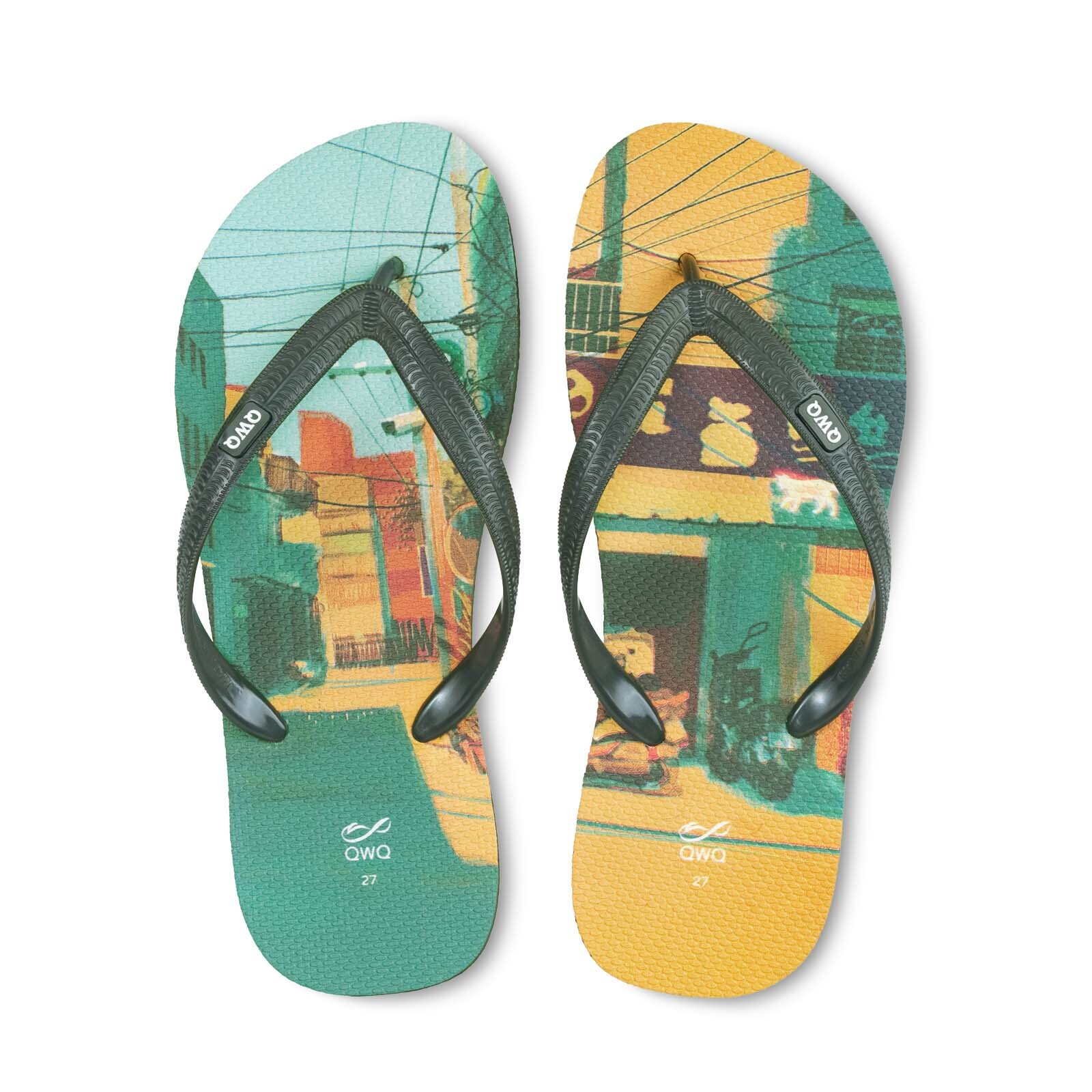 大衛君 板橋巷弄 男款粗帶人字夾腳拖鞋 夜幕綠