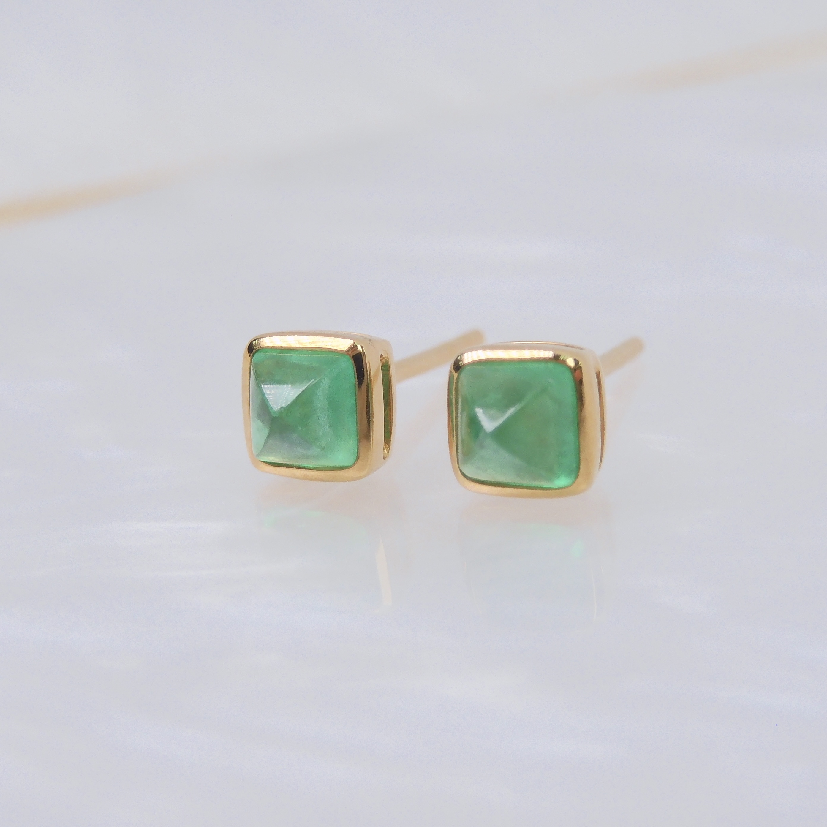 18K金 0.74ct 綠寶石耳釘