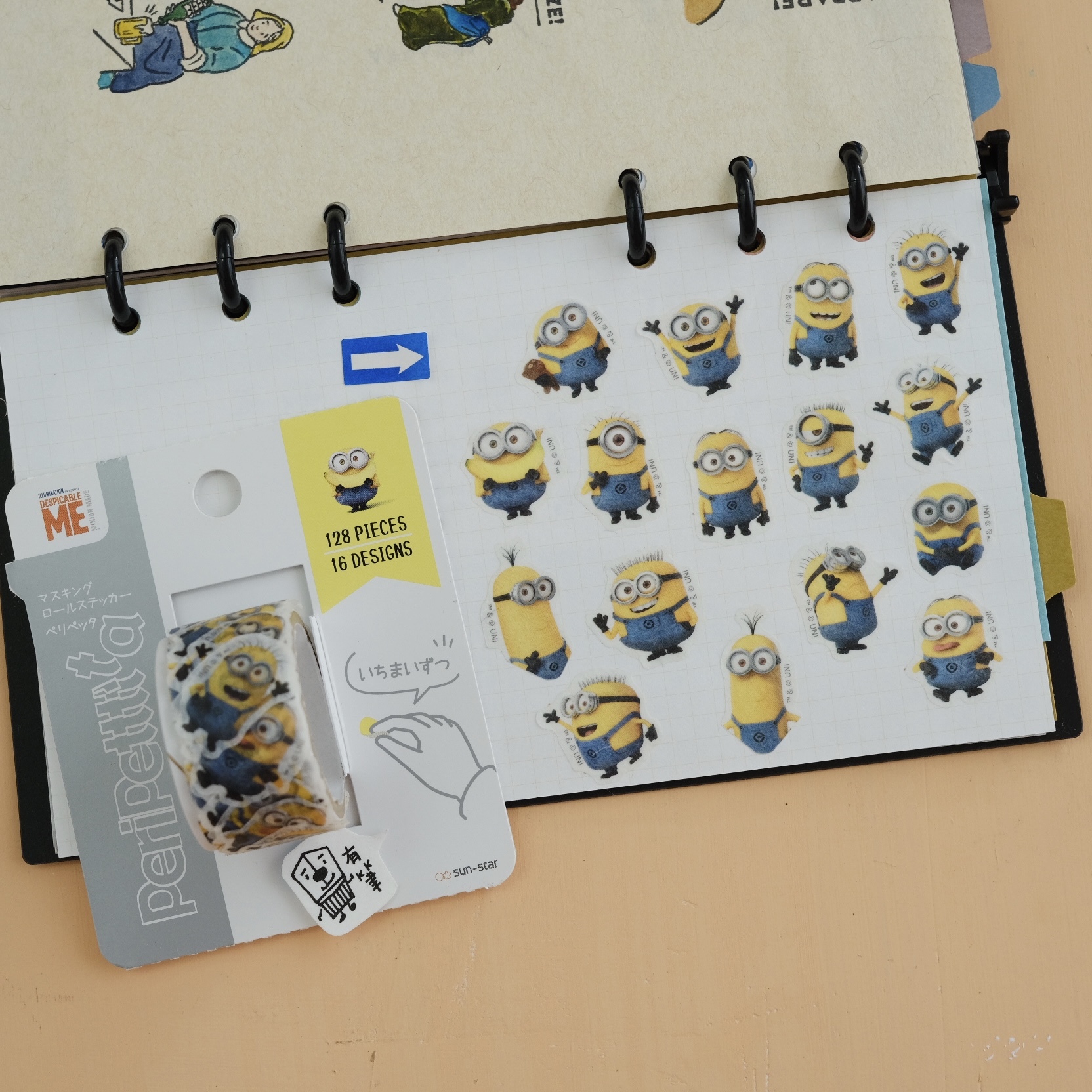 小小兵 分開紙膠帶 裝飾貼紙卷｜sun-star Peripetta