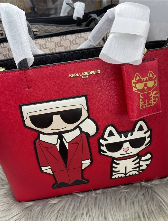 [S] KARL LAGERFELD LUNAR NEW YEAR MAYBELLE TOTE, CREAM/RED/MULTI, RD9, 194775467158, LH1AU6BM (SKL126)
