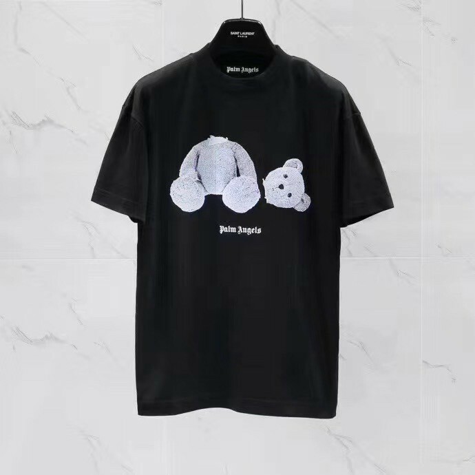 PALM ANGELS 經典爆款 黑白斷頭熊 背後字體Logo短袖 T