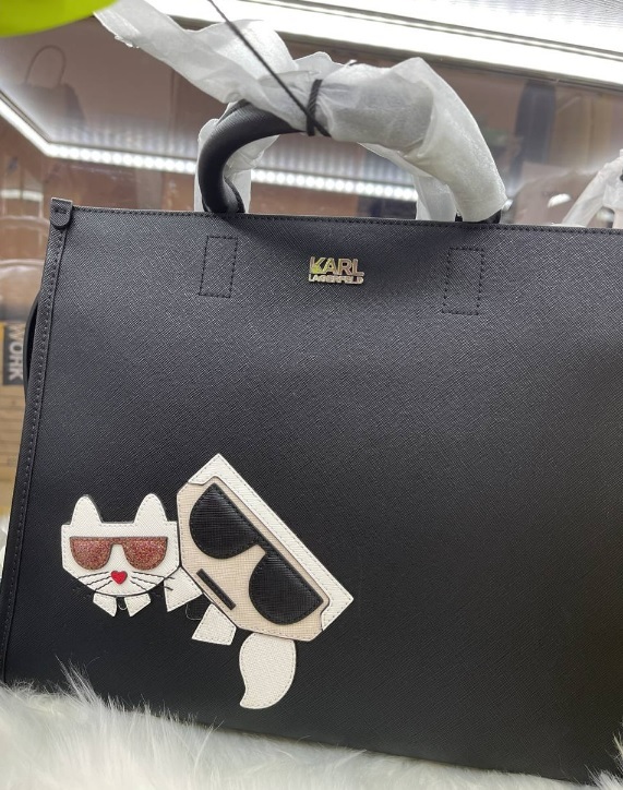 KARL LAGERFELD K/KOCKTAIL KARL & CHOUPETTE TOTE,BLAC
