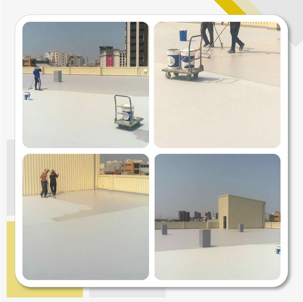 桃園蘆竹-雲邦新建廠房屋頂防水工程使用南寳漆的815WT水性815彈性塗料的實績照