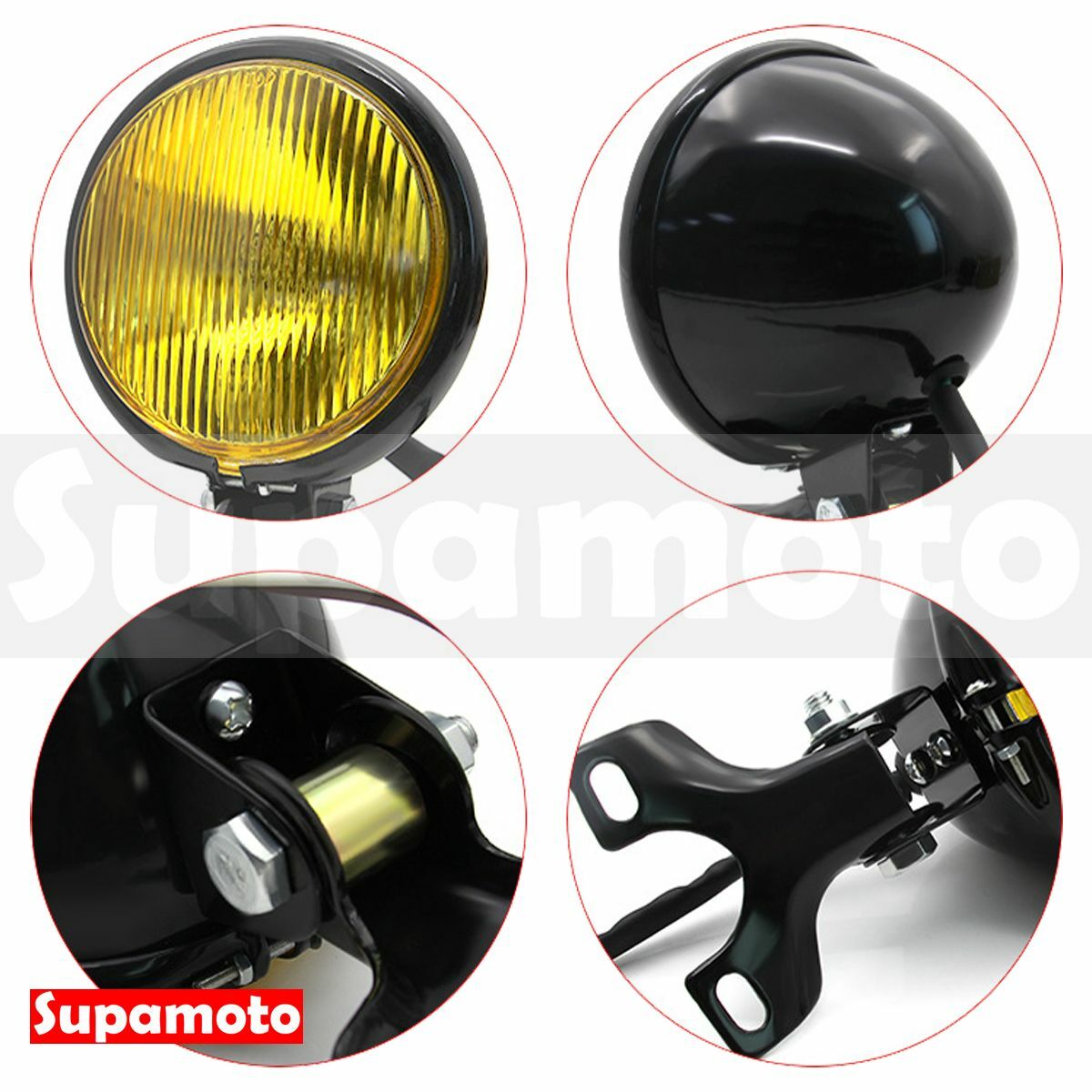 -Supamoto- D601 大燈 日系 小燈 黃金 電鍍 黑色 5吋 手工車 復古 滑胎 cafe 883 咖啡