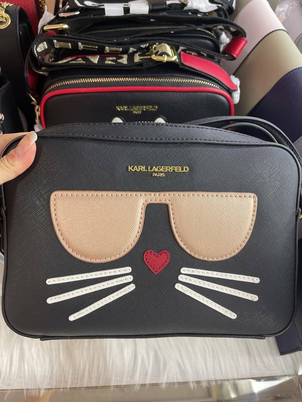 KARL LAGERFELD MAYBELLE CHOUPETTE DESIGN CROSSBODY,B...