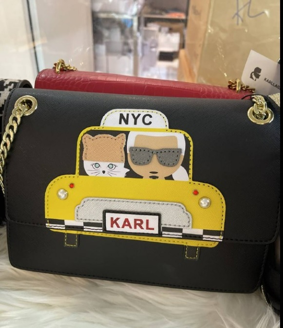 [S] KARL LAGERFELD TAXI CHAIN BAG,BLACK, 190169309936 (FINAL SALE) (KL725)