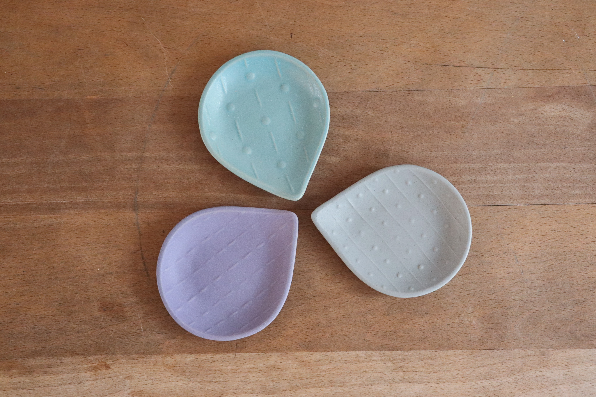 益子燒 雨滴 造型平皿