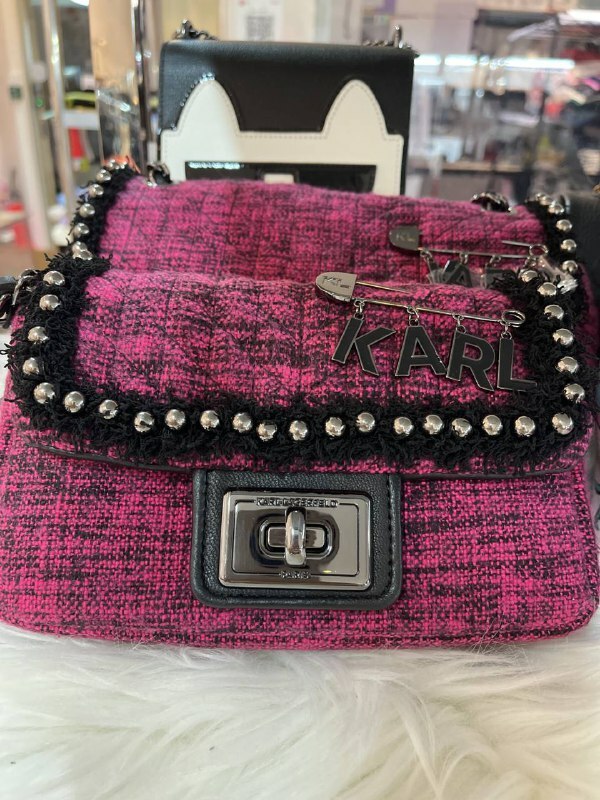 [S] KARL LAGERFELD AGYNESS BAG,PINK/BLACK,LH2EI502, 194775569005 (KL183)