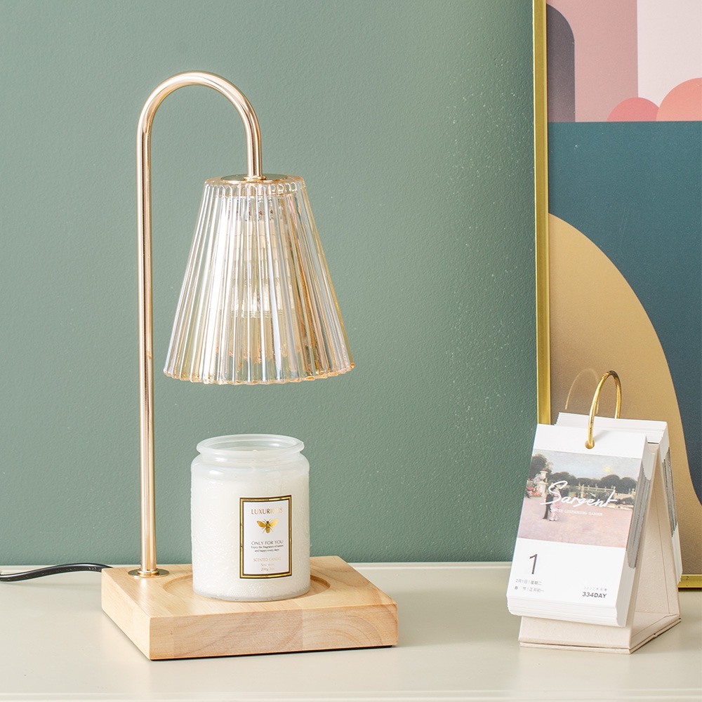 OMIA  融蠟燈玻璃罩木紋底 (2色)