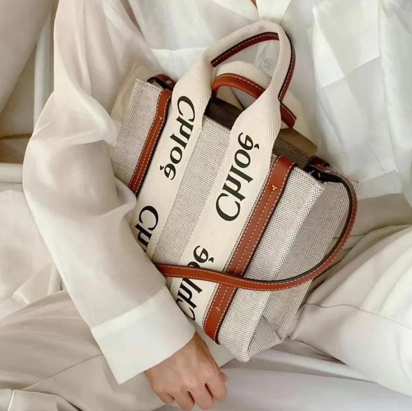 Chloe Woody Tote 棕色小號托特包