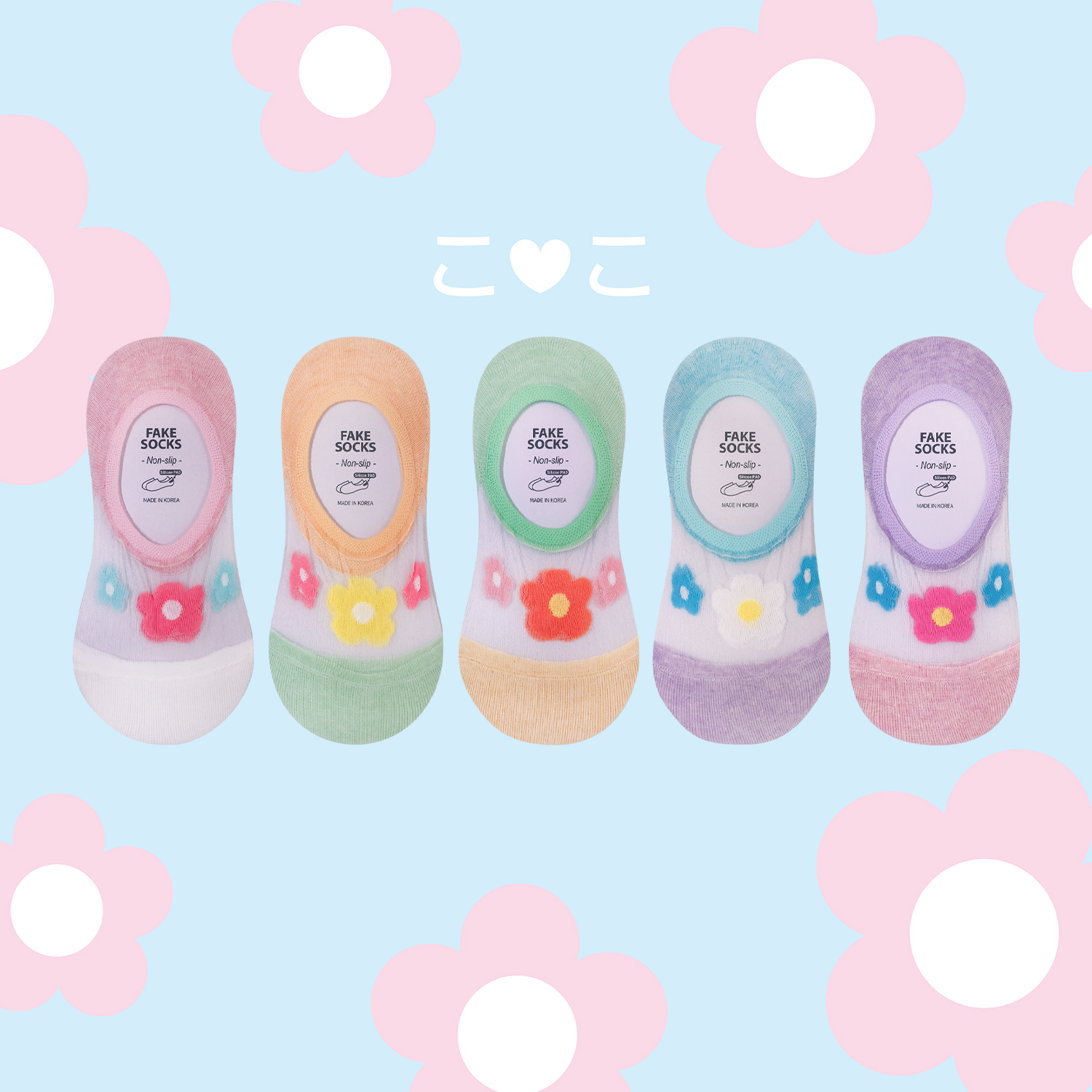 正韓三朵花透膚隱形襪