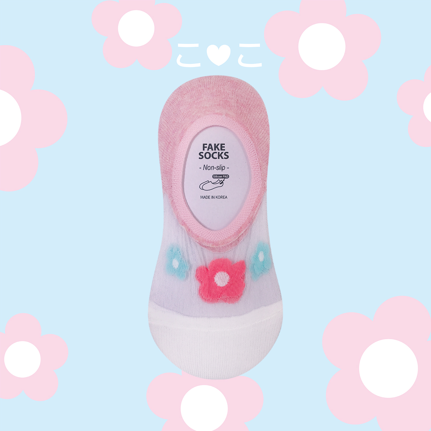 正韓三朵花透膚隱形襪