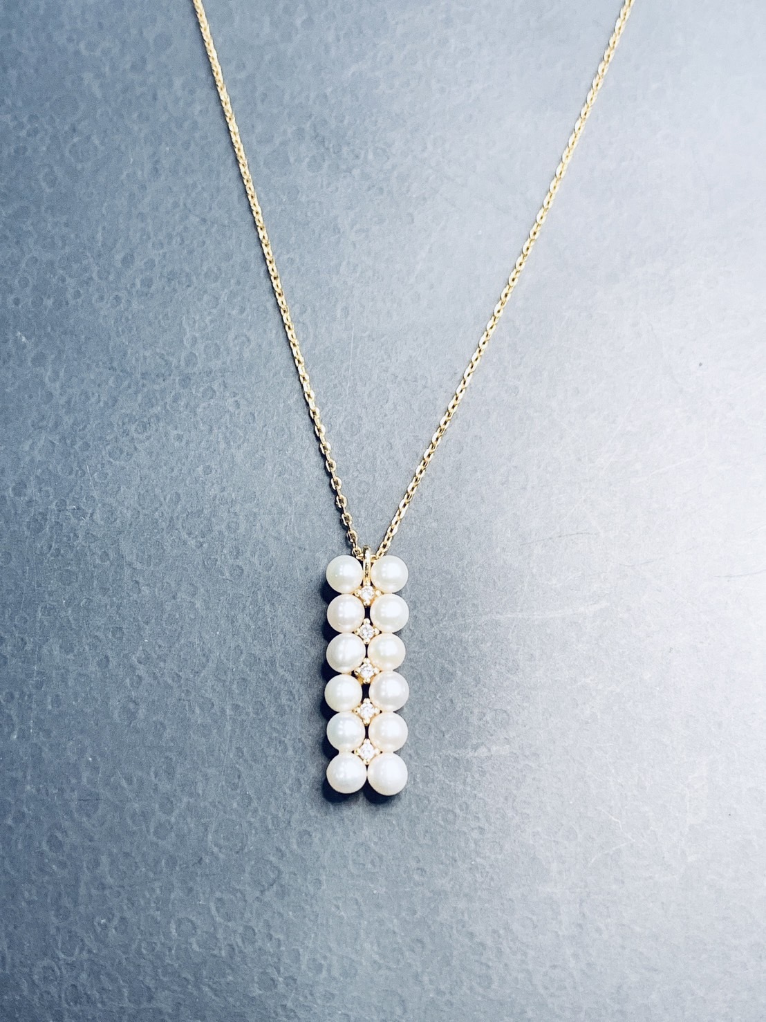 幾何簡約丨珍珠銀黃K項鍊丨六月誕生石