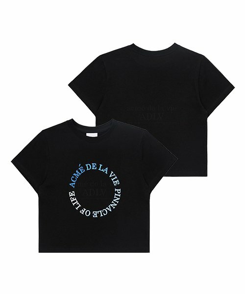 ACME DE LA VIE CIRCLE LOGO 女 短版 短袖 黑白藍漸層 ADLV-22SS-SSCCCA-BLK