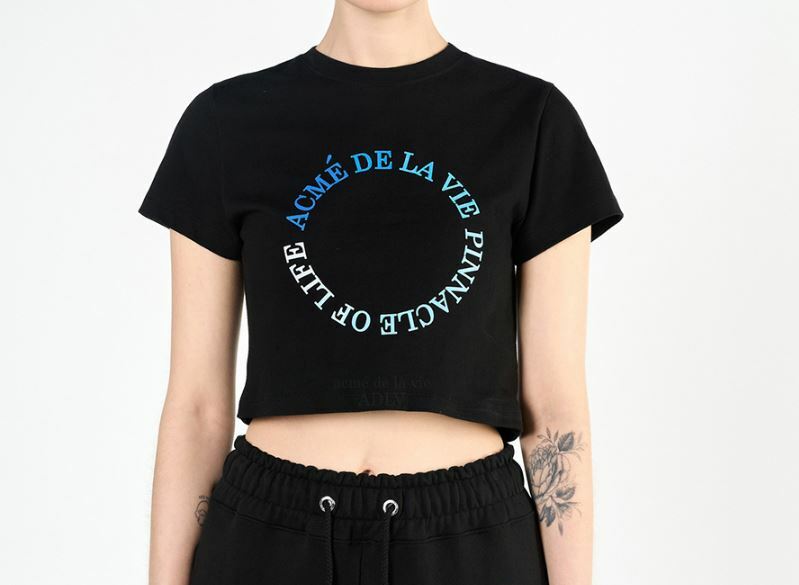 ACME DE LA VIE CIRCLE LOGO 女 短版 短袖 黑白藍漸層 ADLV-22SS-SSCCCA-BLK