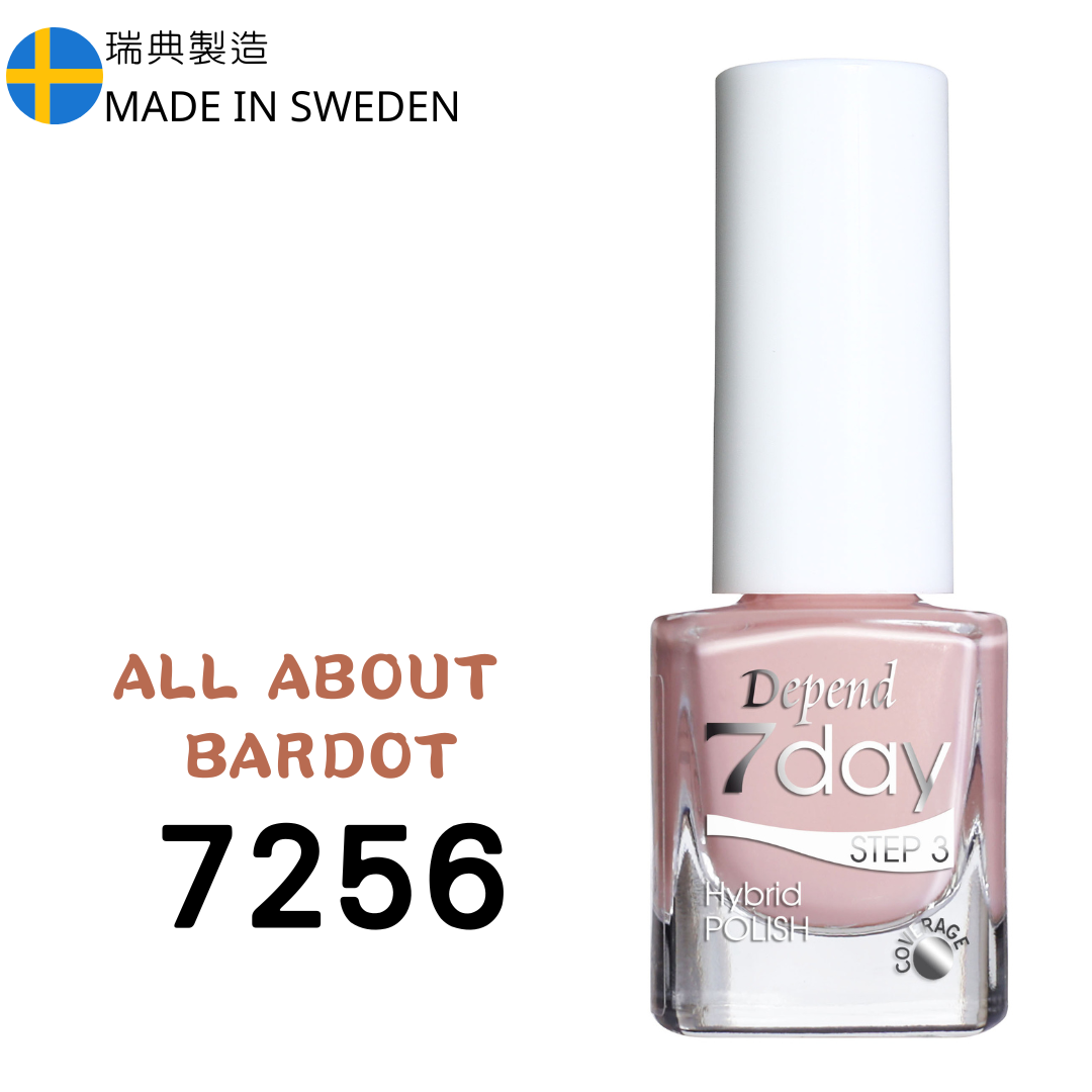 7day 仿GEL甲快乾甲油 7256 All About Bardot 柔和灰調淺粉紅色 (不透明)