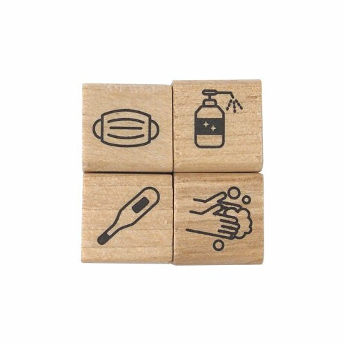 健康管理 手帳專用系列 4入木頭印章｜日本KODOMO NO KAO