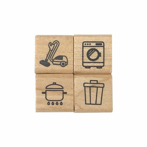 日常生活 手帳專用系列 4入木頭印章｜日本KODOMO NO KAO