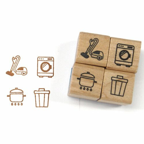 日常生活 手帳專用系列 4入木頭印章｜日本KODOMO NO KAO