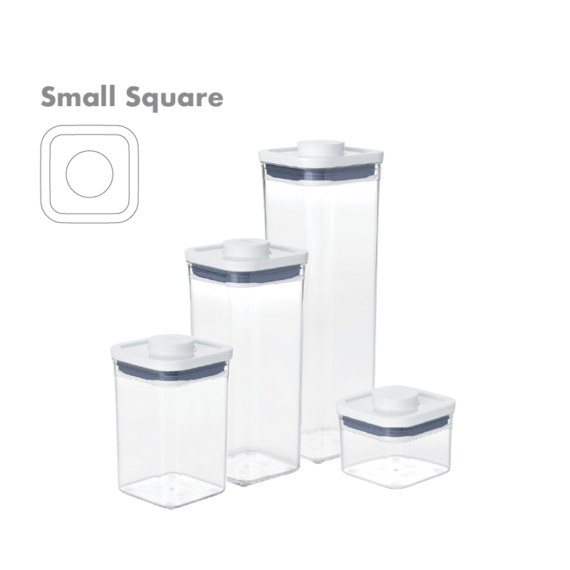 美國品牌OXO Good Grips 按鈕式儲物盒 -小正方型 -11236700 / 4000 / 3900 / 3800