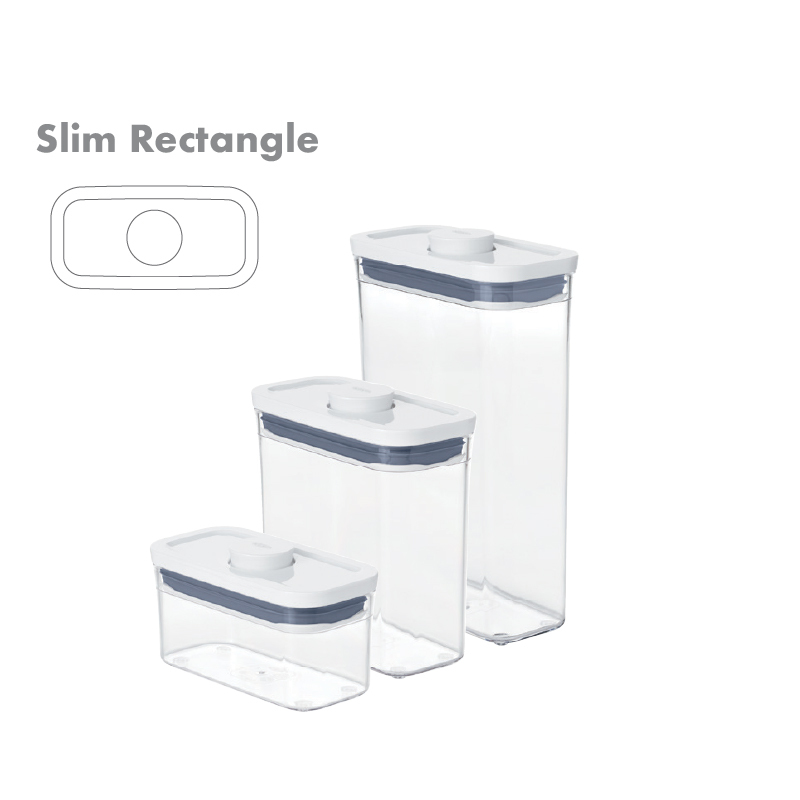 美國品牌OXO Good Grips 按鈕式儲物盒 -細長方形 -11234800 / 4900 / 5000