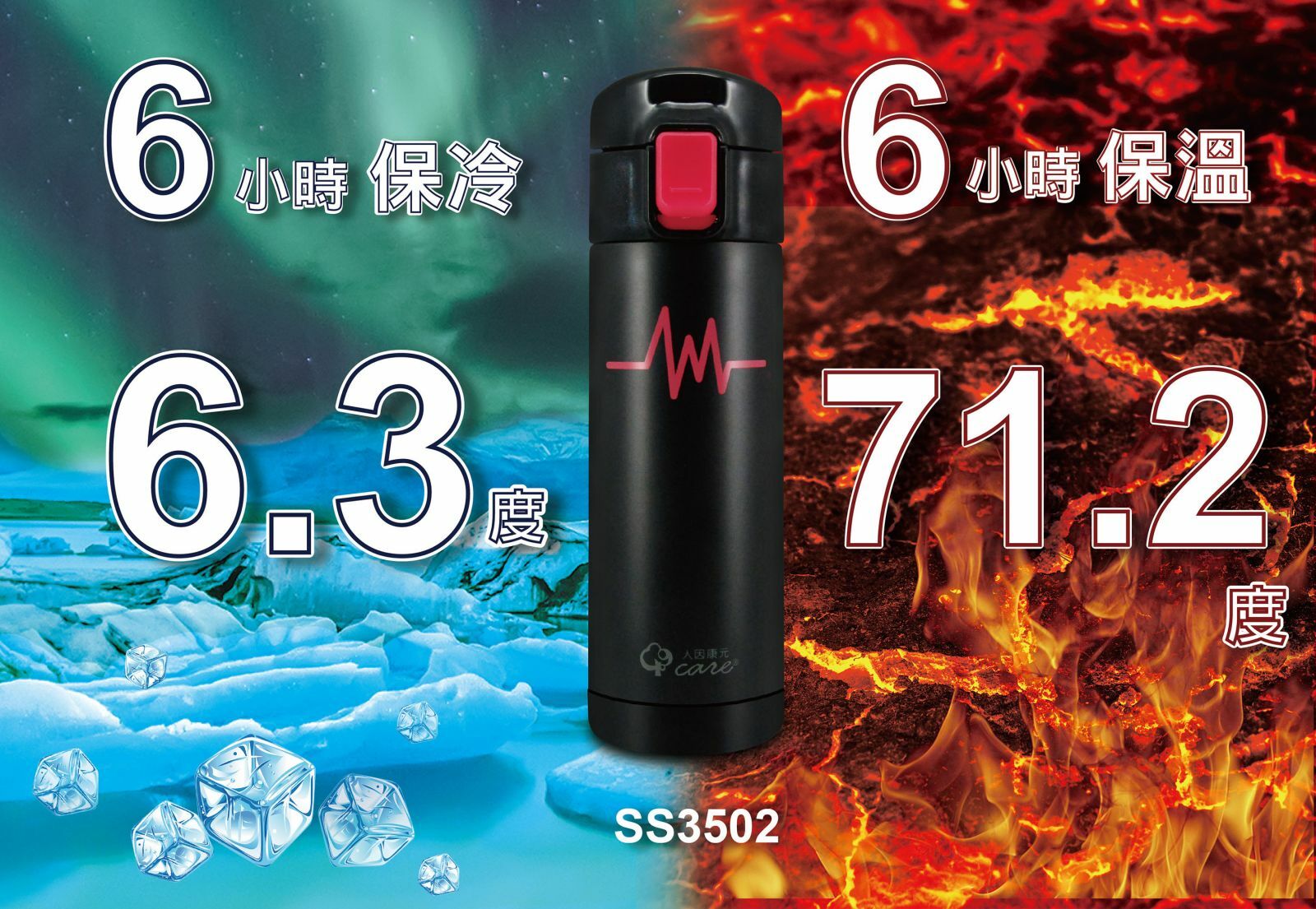 【人因科技】SS3502新負離子超輕量304保溫水壺