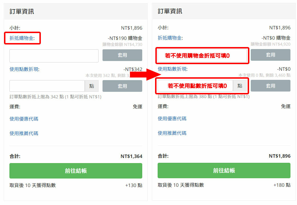 霓淨思 點數購物金折抵方法