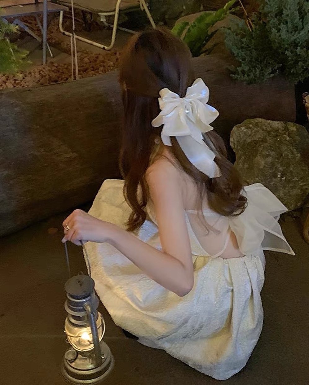 Elegant Pearl Fabric Ribbon Bow