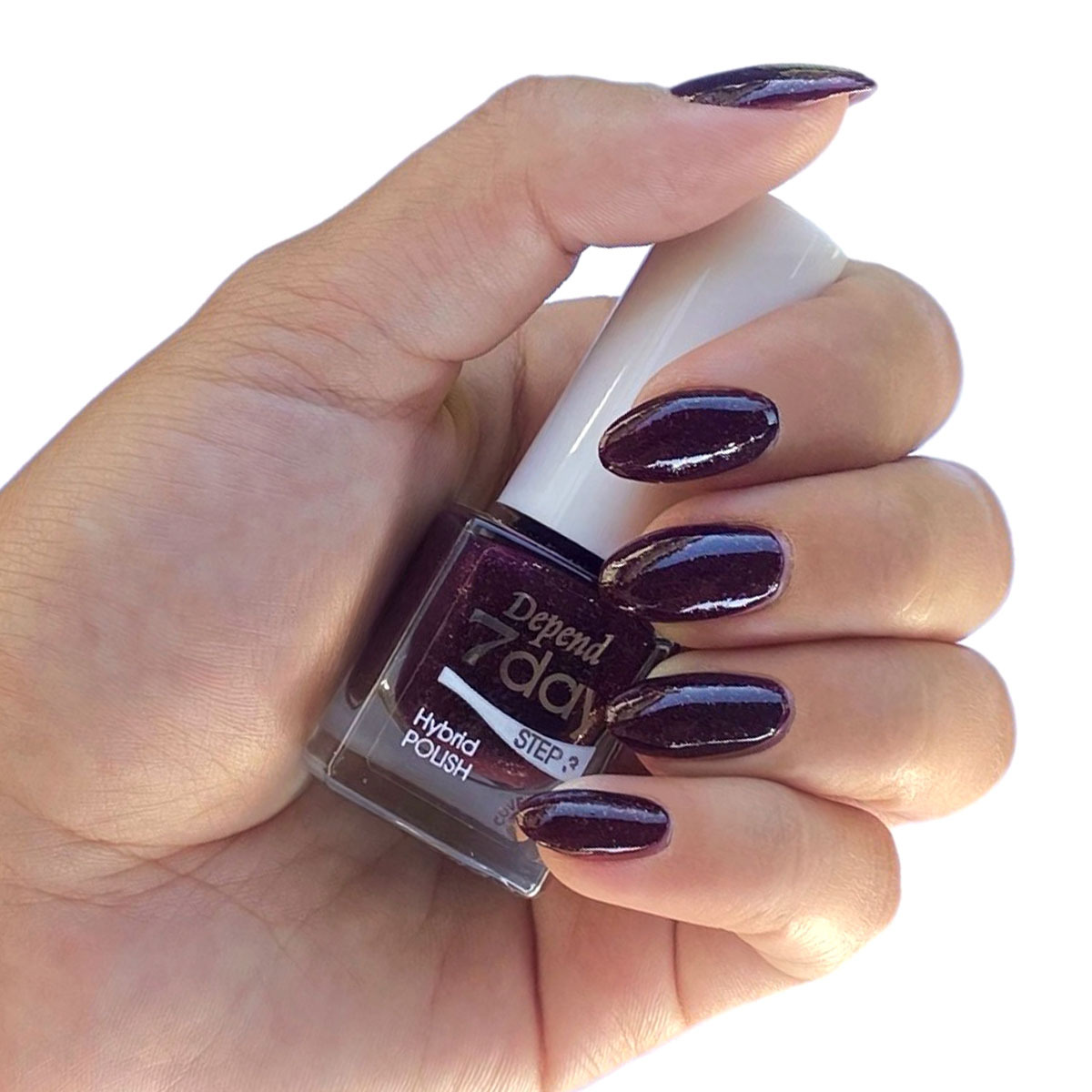 7day 仿GEL甲快乾甲油 7254 深黑紫底色配星光閃碎 (不透明)