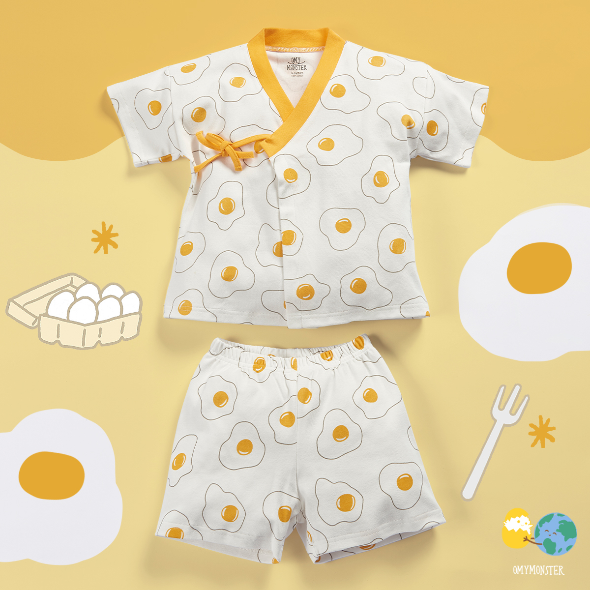 OMYMONSTER 地球朋友系列🌎半熟太陽蛋浴衣套裝
