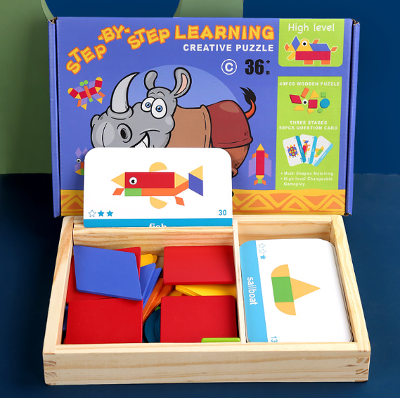 創意幾何木質七巧板 QWKF060