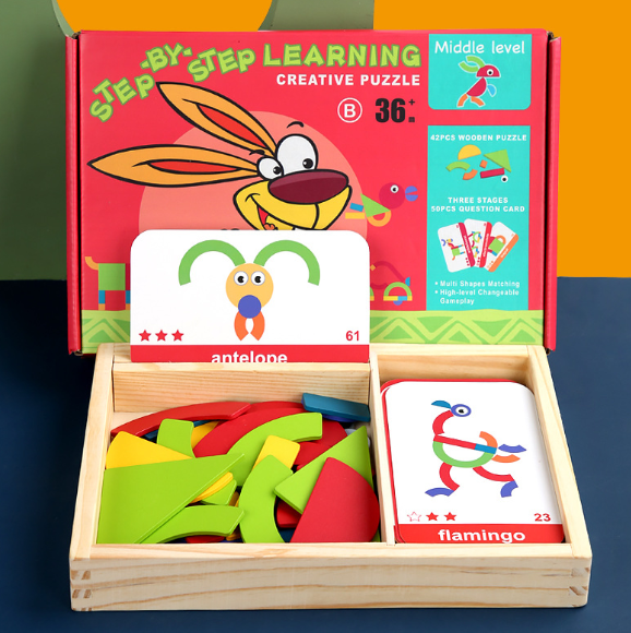 創意幾何木質七巧板 QWKF060