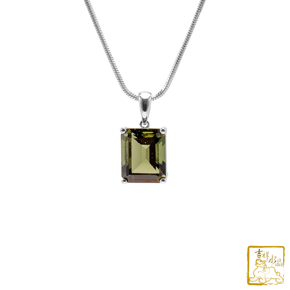 捷克綠玻隕石-捷克隕石長方形墜 2g 活潑樂觀