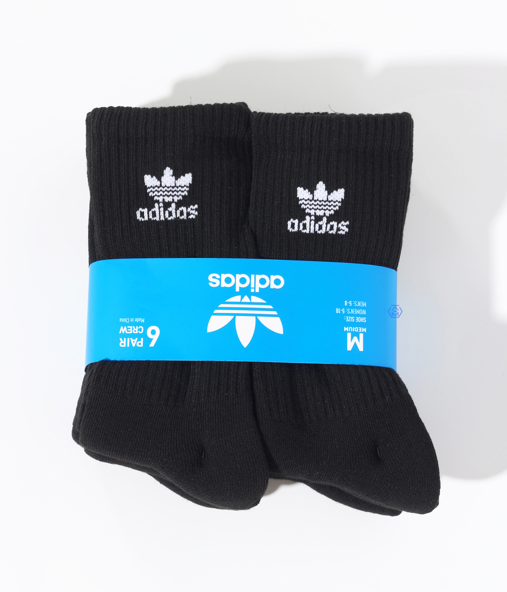 adidas Originals Crew Socks 簡約三葉草黑色高筒運動襪一組(六雙入) (CI8723)