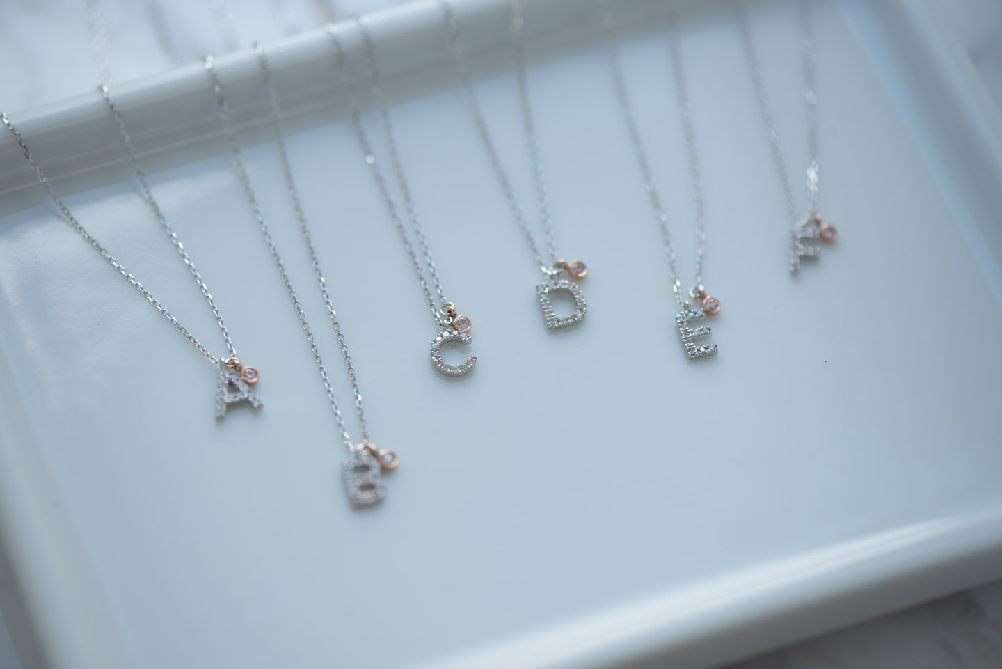 18K Initial Diamond Necklace with Pink Diamond
