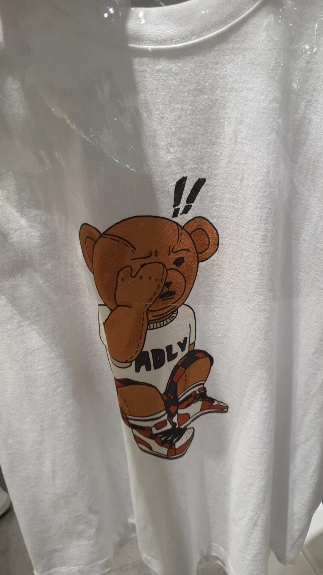 [S] ADLV CHECK PANTS BEAR SHORT SLEEVE T-SHIRT,WHITE, ADLV21SS-SSACPB-WHT (SAV51)