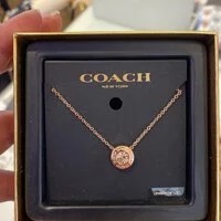 [S] COACH 54514 OPEN CIRCLE STONE STRAND NECKLACE,ROSE GOLD, 889295114995 (SCO46)