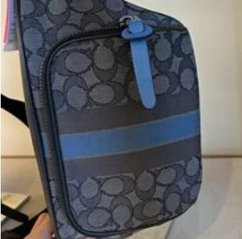 [S] COACH THOMPSON BELT BAG IN SIGNATURE JACQUARD WITH VARSITY STRIPE,DENIM PACIFIC MULTI, 195031288241 (SCO51)