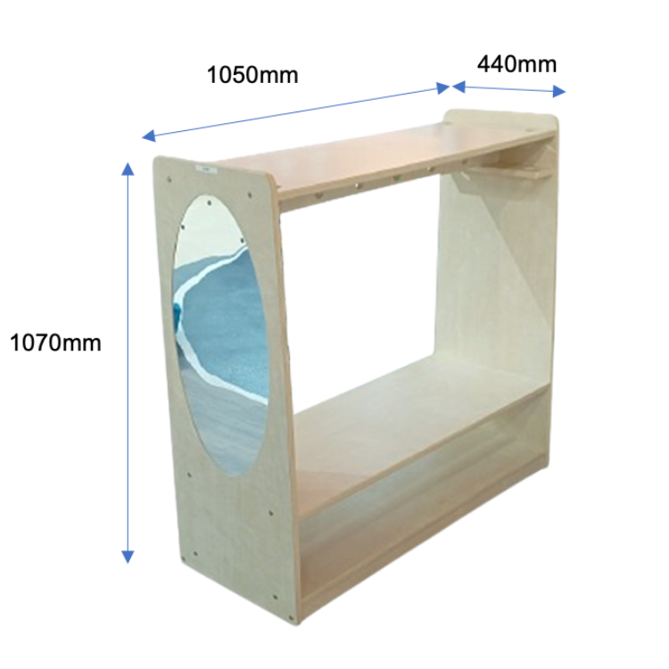 2-Tier Low Base Open Shelf With Mirror
