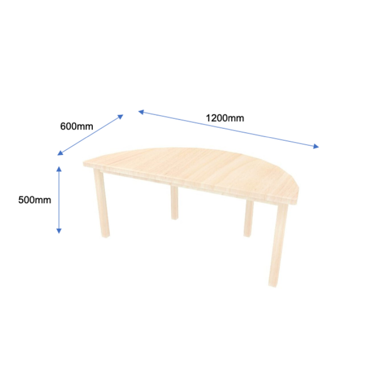 Semi-Circle Table with Wooden Legs, Classic