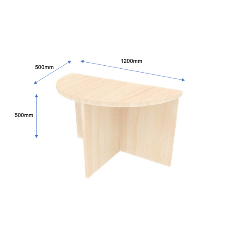 Semi-Circle Table with Wooden Legs, Deluxe
