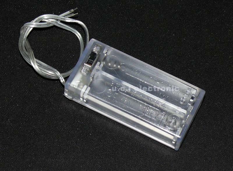 【UCI電子】 (二V-2)2節3號透明電池盒 帶線帶開關帶蓋電池座